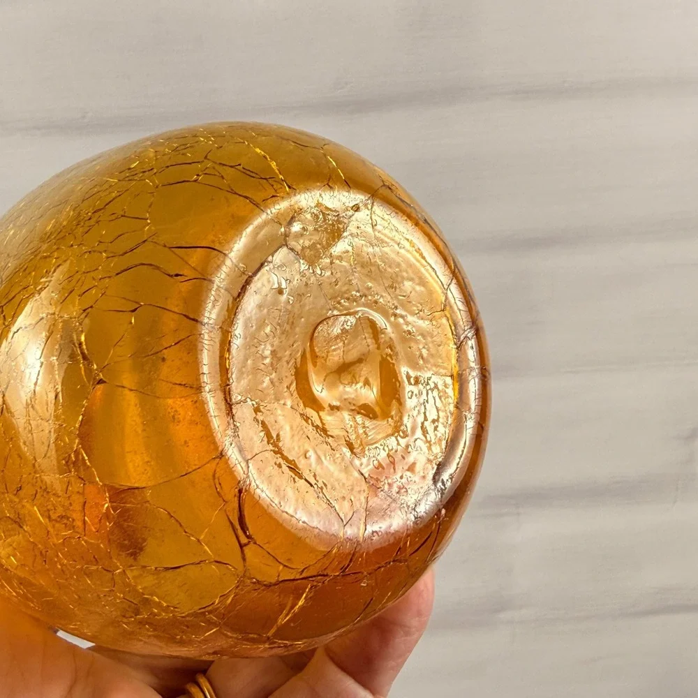 Blenko 6424 Wheat Crackle Glass Bud Vase Vintage Mid Century Modern Art Glass